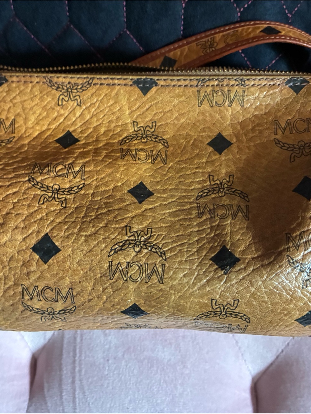 MCM Cognac Visetos Logo Crossbody Bag with Gold Plaque - Picture 4 of 8